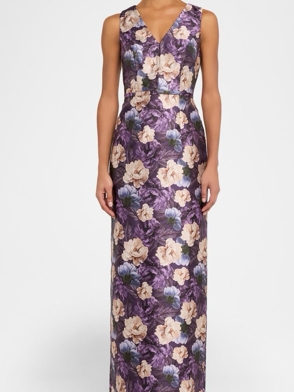 SACHIN BABI
Adellyn Floral-Print Mikado Column Gown Winter Peony Size 6